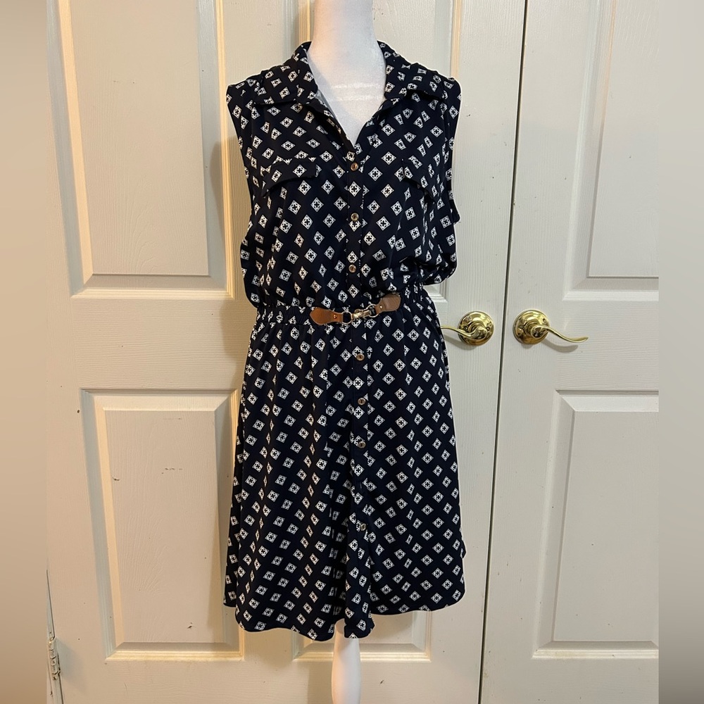 Ryan Michelle blue and white shirt dress, size Large